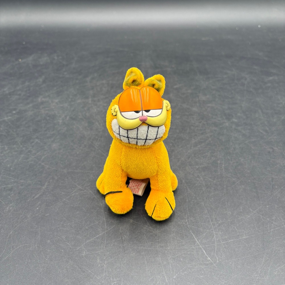 Vtg Rare PAWS Garfield Plush Sitting Stuffed Animal Orange Cat 4" White Tag